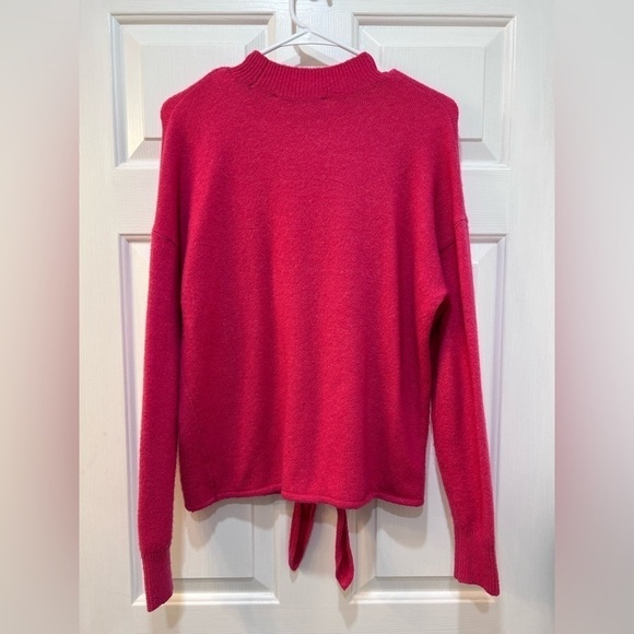 Loft Wool Blend Mock Neck Sweater Pink Long Sleeve Front Tie Women's Size M - Picture 2 of 6